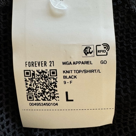 Forever 21 black top large new long sleeve sheer sleeves - Picture 8 of 9